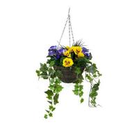 GreenBrokers Pansy With Ivy Vine In Hanging Basket (Anti-Uv)(25Cm Diameter Basket) Yellow & Purple