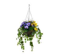 GreenBrokers Pansy With Ivy Vine In Hanging Basket (Anti-Uv)(30Cm Diameter Basket) Yellow & Purple