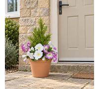 GreenBrokers Pink & White Petunia Terracotta Patio Planter 60Cm/24In