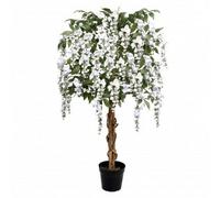 GreenBrokers Premium Artificial White Wisteria Tree, Lifelike Uv-Protected Potted Plant, Maintenance-Free, Indoor & Outdoor Decor (4Ft/130Cm)