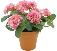 Greenbrokers Premium Quality Artificial Pink Hydrangea Flower Bush In Terracotta Coloured Pot (50Cm) With Nine Flower Clusters For