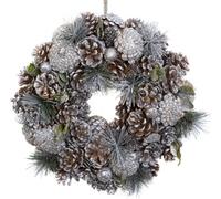 GreenBrokers Premium Quality Christmas Hanging Wreath 30Cm - Festive Silver Display With Pine Cones