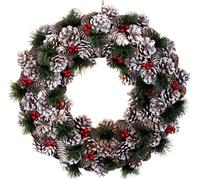 GreenBrokers Premium Quality Christmas Hanging Wreath 48Cm - Festive Pine Cone Display With Subtle White Frosting