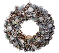 GreenBrokers Premium Quality Christmas Hanging Wreath 48Cm- Festive Silver Display With Pine Cones