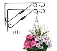 GreenBrokers Set Of 2 X Black Metal Plastic Coated Single Twist Hanging Basket Bracket 12In/30Cm