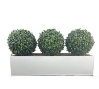 GreenBrokers Topiary Ball (54cm) Metal Window Box White, Triple