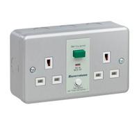 Greenbrook M22M Safetysure Passive / Latching Rcd Dp Metal Clad Socket 13A 2 Gang