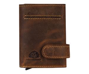 GREENBURRY card case Vintage Original RFID Card Slider Zip Brown