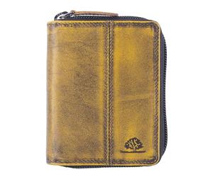 Greenburry Destressed Card Case RFID Dirty Yellow Mustard Yellow