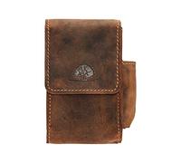 Greenburry Leather Cigarette Case, Brown, Vintage, 8.0 x 10.0 x 4.0 cm, Magnetic, Zip, Loop Closure