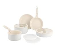 GreenChef Clickpan 11-Piece Cookware Set with Removable Handles, Stackable, PFAS-Free Ceramic Non-Stick Coating, Induction Safe, Oven Safe up to 220°C, Dishwasher Safe, Cream