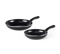 GreenChef Diamond Healthy Ceramic Non-Stick 2-Piece Frying Pan Skillet Set, 20 cm and 28 cm, PFAS-Free, Induction Suitable, Oven Safe up to 160˚C, Black