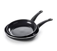 GreenChef Diamond Healthy Ceramic Non-Stick 24 cm and 28 cm Frying Pan Skillet Set, PFAS-Free, Induction, Black