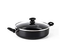 GreenChef Diamond Healthy Ceramic Non-Stick 28 cm/ 4.3 Litre Sauté Pan with Lid and 2 Side Handles, Skillet, PFAS-Free, Induction Suitable, Oven Safe up to 160˚C, Black