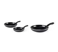GreenChef Diamond Healthy Ceramic Non-Stick 3-Piece Frying Pan Skillet Set, 20 cm, 24 cm and 28 cm, PFAS-Free, Induction Suitable, and Oven Safe up to 160˚C, Black