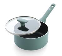 GreenChef Tones 18cm Ceramic Non-Stick Saucepan with Glass Lid, Induction, PFAS Free, Dishwasher Safe, Oven Safe, Smokey Blue