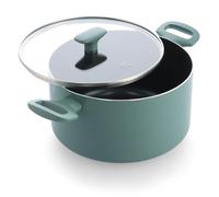 GreenChef Tones 20cm Ceramic Non-Stick Casserole Dish with Glass Lid, Induction, PFAS Free, Dishwasher Safe, Oven Safe, Smokey Blue