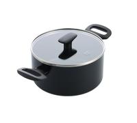 GreenChef Tones Ceramic Non-Stick Casserole Dish with Glass Lid, 20cm/3.11L, Induction, PFAS Free, Dishwasher Safe, Oven Safe, Black