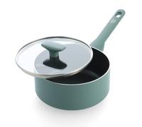 GreenChef Tones Ceramic Non-Stick Saucepan with Glass Lid, 20cm/3.11L, Induction, PFAS Free, Dishwasher Safe, Oven Safe, Smokey Blue