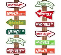 Greench's Christmas Ornament Paper Cards Hanging Welcome to Whoville Tree Decorations for Winter Furry Greench's Lair Themed Party Favor 16Pcs