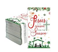 Greencian 100 Pcs Christmas Nativity Paper Napkins 3 Ply Happy Birthday Jesus Disposable Absorbent Hand Towels Guest Holy Night Napkins for Christmas Jesus Birthday Dinner Supplies Decorations