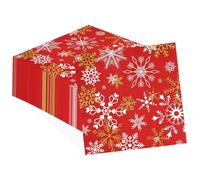 Greencian 100Pcs Christmas Paper Cocktail Napkins 2 Ply Disposable Red Christmas Snowflake Absorbent Hand Towels Winter Wonderland Snowflakes Guest Napkins for Xmas Holiday Bathroom Kitchen Supplies
