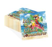 Greencian 100Pcs Summer Tropical Parrot Paper Napkins 2 Ply Disposable Beach Hawaii Large Dinner Napkins Summer Theme Square Beverage Napkin for Beach Party Tropical Hawaiian Luau Party Supplies