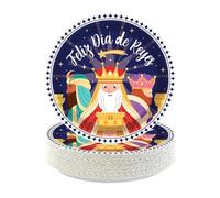 Greencian 50 Pcs Feliz Dia de Reyes Paper Plates 9" Epiphany Day Dessert Plates Disposable Three Wise Men Party Supplies for Christmas Star Jesus Birth Day of the Holy Kings Holiday Party Decorations