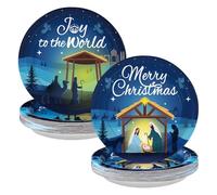 Greencian 50Pcs Christmas Nativity Paper Plates 9" Jesus Holy Night Dessert Plates Disposable Nativity Scene Jesus Party Supplies for Christmas Winter Holiday Religious Party Decorations