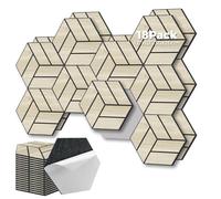 GreenClad 3D Peel and Stick Acoustic Wall Panel - 18-Pack White Maple Soundproof Wood Look Wall Panels for Interior Wall Decor, Hexagon Design