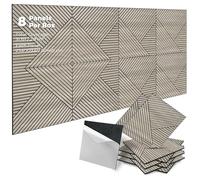 GreenClad 3D Peel and Stick Acoustic Wall Panels - 8 Pack Self-Adhesive Wood Pattern Soundproof Panels 23.6” x 23.6” for Interior Wall Decor, Bedroom, Living Room, Office (White Maple)