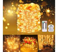 GreenClick Fairy Lights Battery Operated, 20.5m 200 LED Copper Wire Battery String Lights,Fairy Lights 4.5V IP65 Waterproof Indoor for Bedroom Christmas Decorations(Warm White,Battery Box is IP44)
