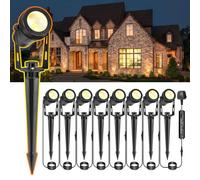 GreenClick Garden Lights Mains Powered, Upgrade 8in1 27m/88.58ft Spike Lights, Garden Spotlights Mains Powered IP65 Waterproof, 12V Low Voltage LED Uplighter for Yard Lawn Tree Path Patio