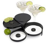Greenco 3 Tier Bar Glass Rimmer Dish Set for Margarita Drink and Cocktail, Margarita Salt Rimmer, Black | Great for Cocktails Glasses | Bar Accessories | Bartending Supplies