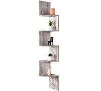 Greenco 5 Tier Wall Mount Corner Shelves Rustic White Finish, 7.75" L x 7.75" W x 48.5" H.