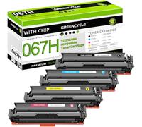 greencycle 067H Toner Cartridge 4 Pack [with CHIP] Compatible Replacement for Canon 067H 067 CRG067H CRG067 Toner to use in imageCLASS LBP632Cdw LBP633Cdw MF653Cdw MF656Cdw Printers (BK/C/Y/M)