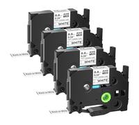 GREENCYCLE 4 Pack Compatible for ptouch HSe-221 HSE-221 HS-221 Heat Shrink tubing 8.8mm 3/8" Black on White Compatible for PT-D200 D210 D400 D450 PTD600 PT-E300 PT-E550W