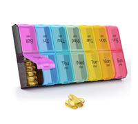 GREENCYCLE Extra Large Weekly Pill Organizer 2 Times A Day,7 Day Pill Box AM PM Medicine Planner Dispenser Case with XXL Compartment Home Pill Container for Vitamins Fish Oil Supplements (Rainbow)