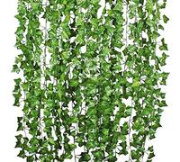 GreenDec 84FT 12 Strands Artificial Flowers Greenery Fake Hanging Vine Plants Leaf Garland Hanging for Wedding Party Garden Outdoor Office Wall Decoration