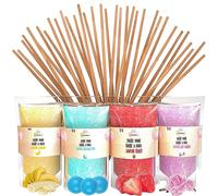 GREENDOSO® Candy Floss Sugar for Machine 4x320g, 50 Sticks - Cotton Candy | Strawberry, Bubblegum, Banana, Vanilla. 8 Edible Wafer Decorations. Makes 45-55 Candyfloss with Any Maker. Ideal for Parties