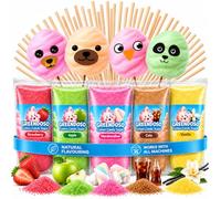 GREENDOSO® Candy Floss Sugar for Machine 5x160g, 20 Sticks - Cotton Candy | Natural Flavours: Strawberry, Cola, Apple, Marshmallow, Vanilla. 8 Edible Decorations. Makes 30-35 Candyfloss with Any Maker.