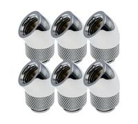 greenDracaena dracaena.io 6 pack G1/4" thread Male to Female Extender Fitting, 45° Rotary Fitting Adapter Connector for Computer Water Cooling System, Silver