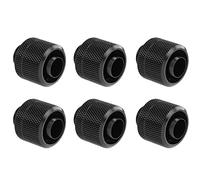 greenDracaena dracaena.io 6 Pack G1/4" Thread to 3/8" ID, 1/2" OD Compression Fitting for Soft Tubing, Soft Tube Connectors for Computer Water Cooling System, Black