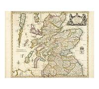 Greene 1689 Map Scotland Roads Counties Large Print Poster Wall Art Decor Picture
