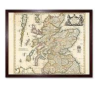 Greene 1689 Map Scotland Roads Counties Unframed Wall Art Print Poster Home Decor Premium