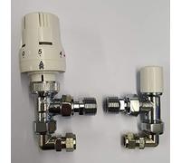 Greened House 1/2" to 10mm White Thermostatic Radiator Valve with 90 degree pipe connector 1/2" / 10mm Designer radiator valve