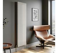 Greened House 1800 High Anthracite & White Double Oval Tube Central Heating Radiators. Vertical Column Double Panel Heater (White 1800 x 480 Double)