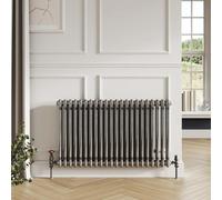 Greened House 2 Column Raw Metal Traditional Radiator 600mm H x 636mm W | Column Radiator, Cast Iron Type, Old School Radiator, Double Column, Horizontal, Classic Style