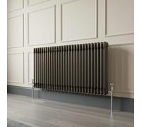 Greened House 3 Column Raw Metal Traditional Radiator 600mm H x 999mm W | Column Radiator, Cast Iron Type, Old School Radiator, Triple Column, Horizontal, Classic Style