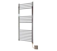 Greened House 300mm wide x 800mm high Chrome Flat Electric Heated Towel Rail Designer Straight Towel radiator